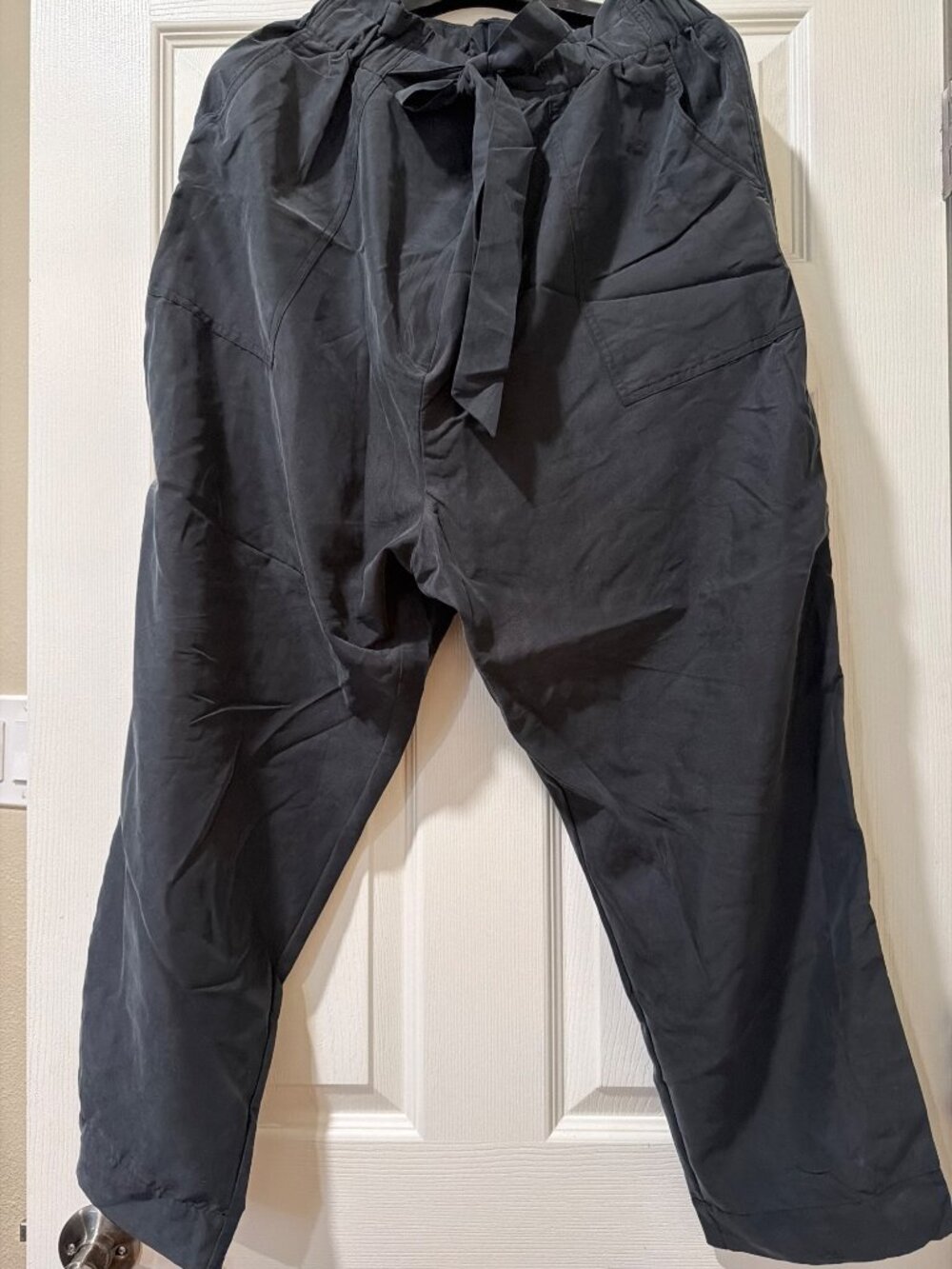 Prologue Womens Black Elastic Waist Tie-Front Pants XL Modal-Polyester Blend